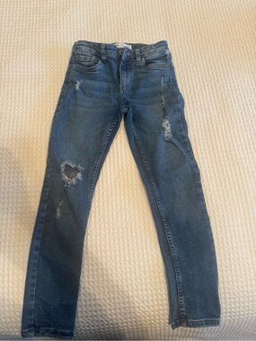 Classic Distressed Girls’ Blue Denim Jeans